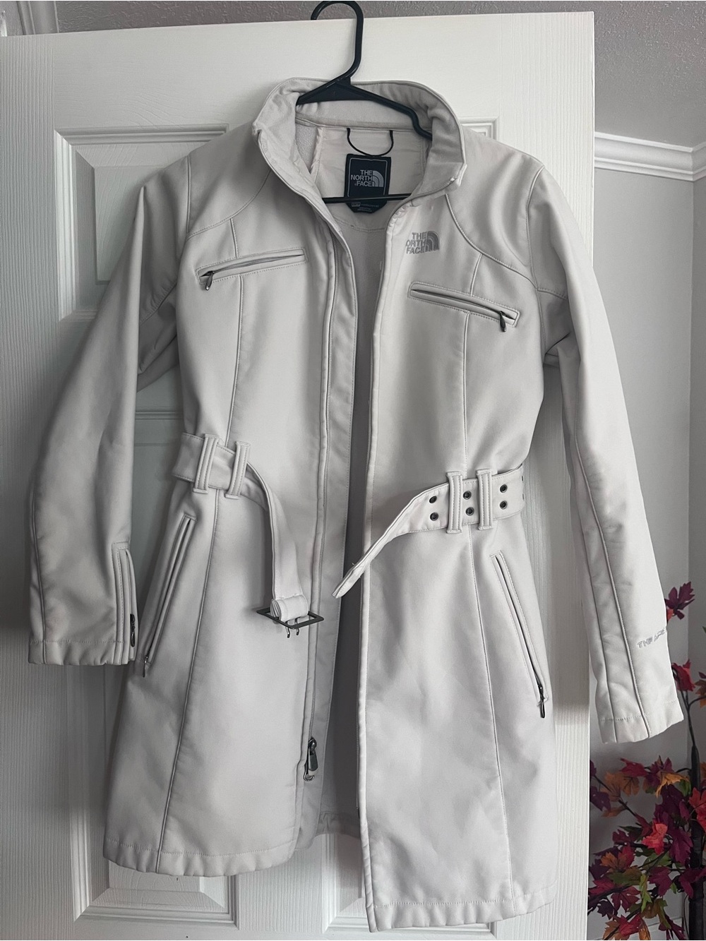 The North Face Women's Light cream/white Trench Coat with Belted Waist